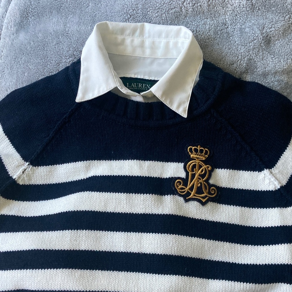 Ralph Lauren blue and White Striped Crewneck Sweater - Picture 6 of 11